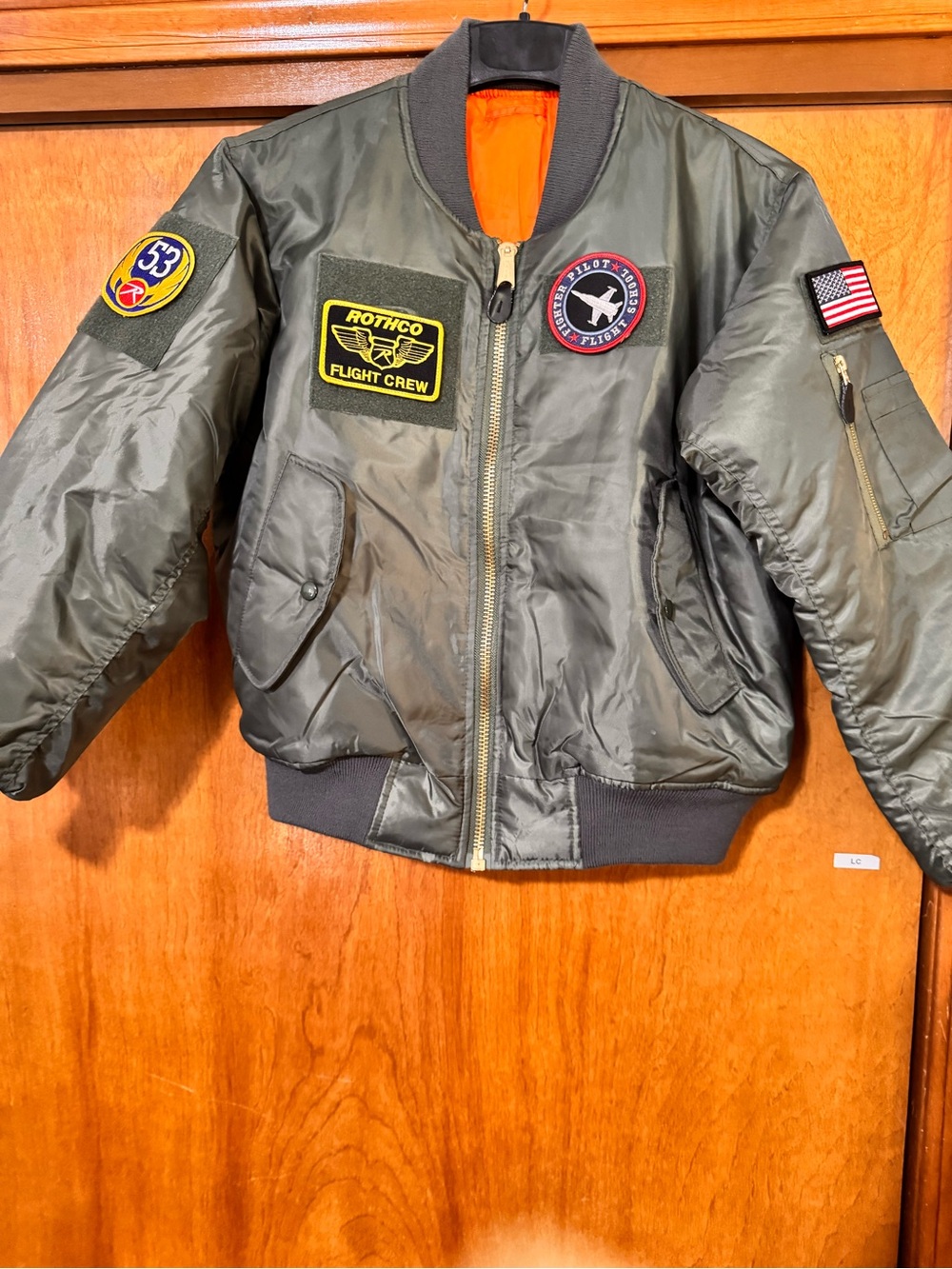 Rothco Men's XS OD Green Jacket with Orange Lining and Removable Patches